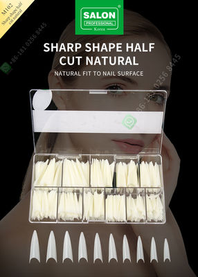 शार्प ड्रॉप्स शेप हाफ कट फाल्स नेल फ्रेंच स्टाइल विथ ABS फेक नेल